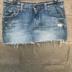 Abercrombie &Fitch Raw Cutoff  Mini Skirt Denim 4